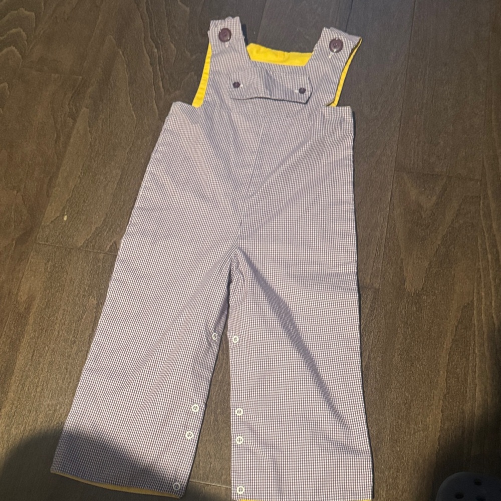 Charming Checkered Kids Overalls that’s reversible. Size 3T